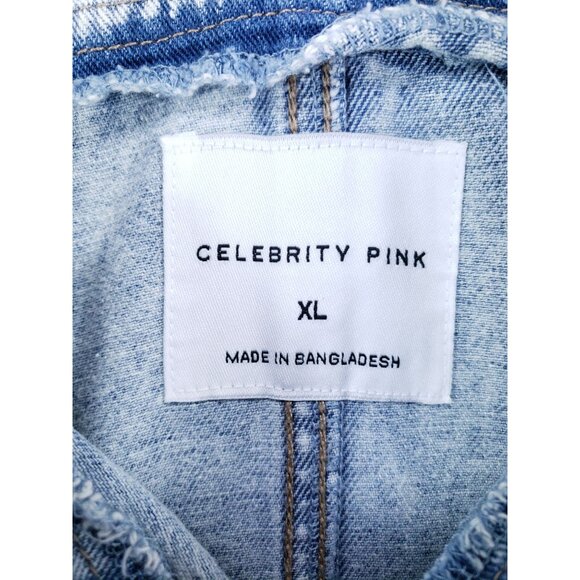 Celebrity Pink Womens XL Denim Overalls Acid Wash Adjustable Straps Straight Leg - Picture 7 of 9